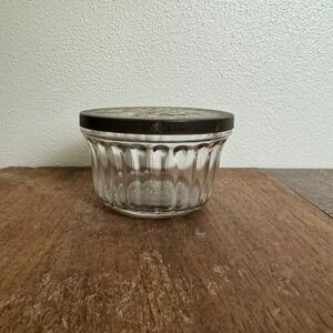 Kerr Jolly Glass Angel Crown‎ Ribbed Refrigerator Dish Container Lid Vintage